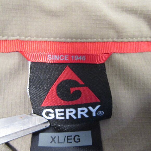 Gerry Men's XL Brown Button Down Hiking Shirt Front Zip Pocket Lightweight - Picture 4 of 11